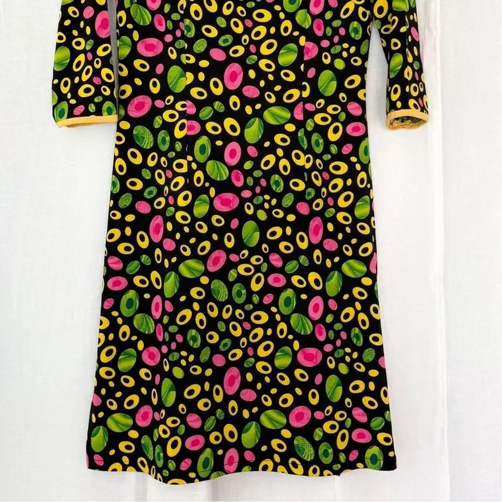 ✿ vintage psychedelic side slit mini dress ✿ I - Picture 4 of 6